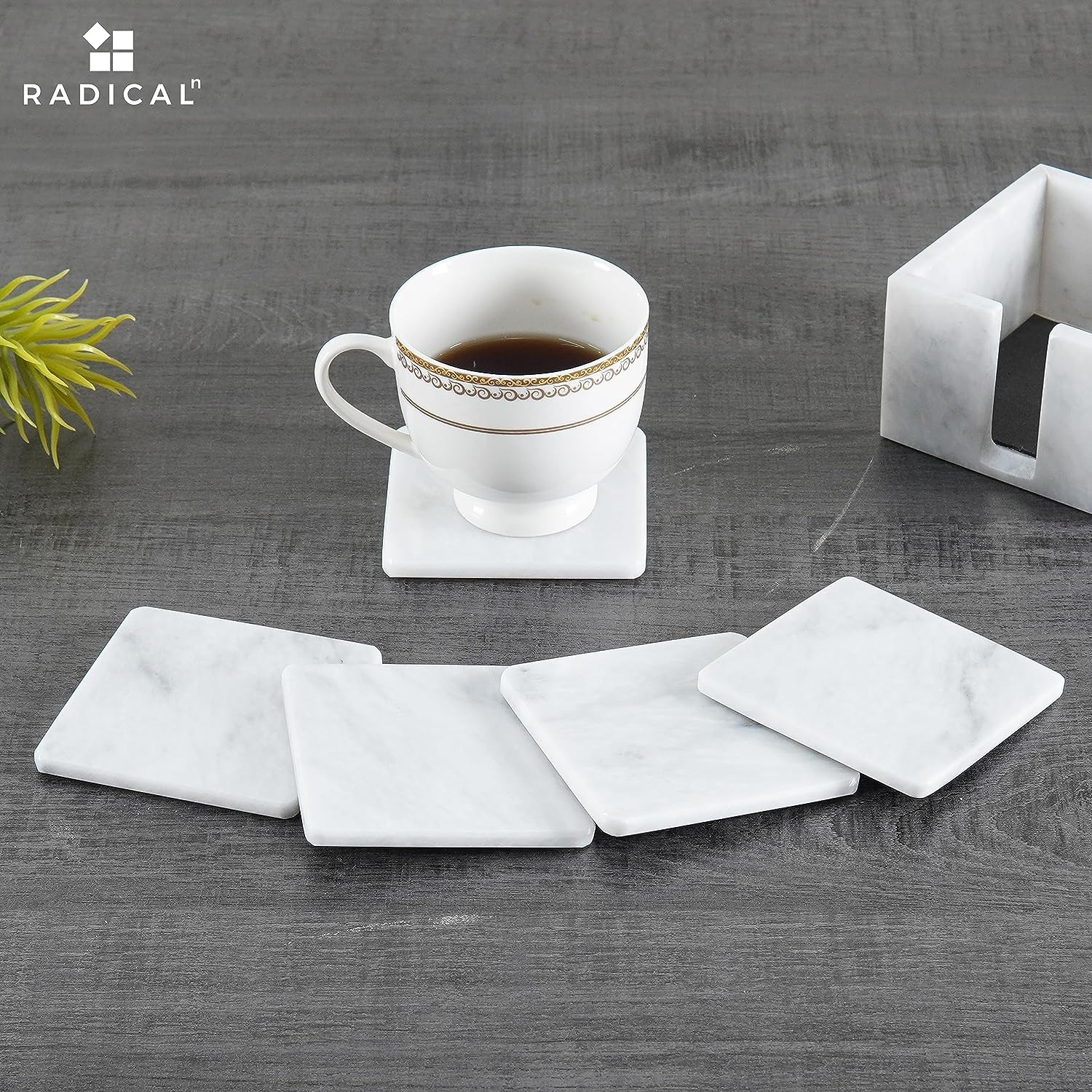 Lot De 6 Dessous De Verre En Marbre Rose Avec Support Doré