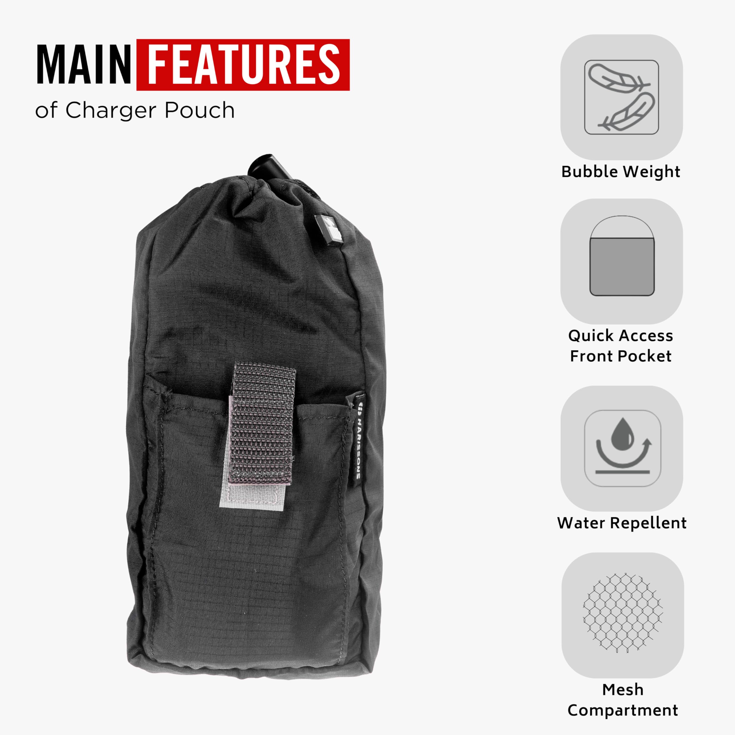 HARISSONS Laptop & Mobile Travel Friendly Charger Pouch Organizer for Men & Women | Water Repellent & Weatherproof with Multiple Compartments (Black) 2
