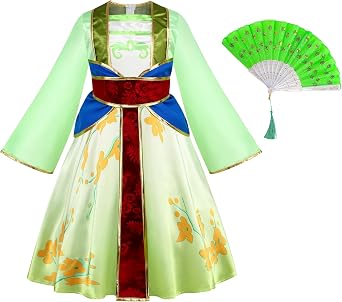 Mulan Costume Dress for Girl,Kid Halloween Princess Dress,Girl Movie Character Costume