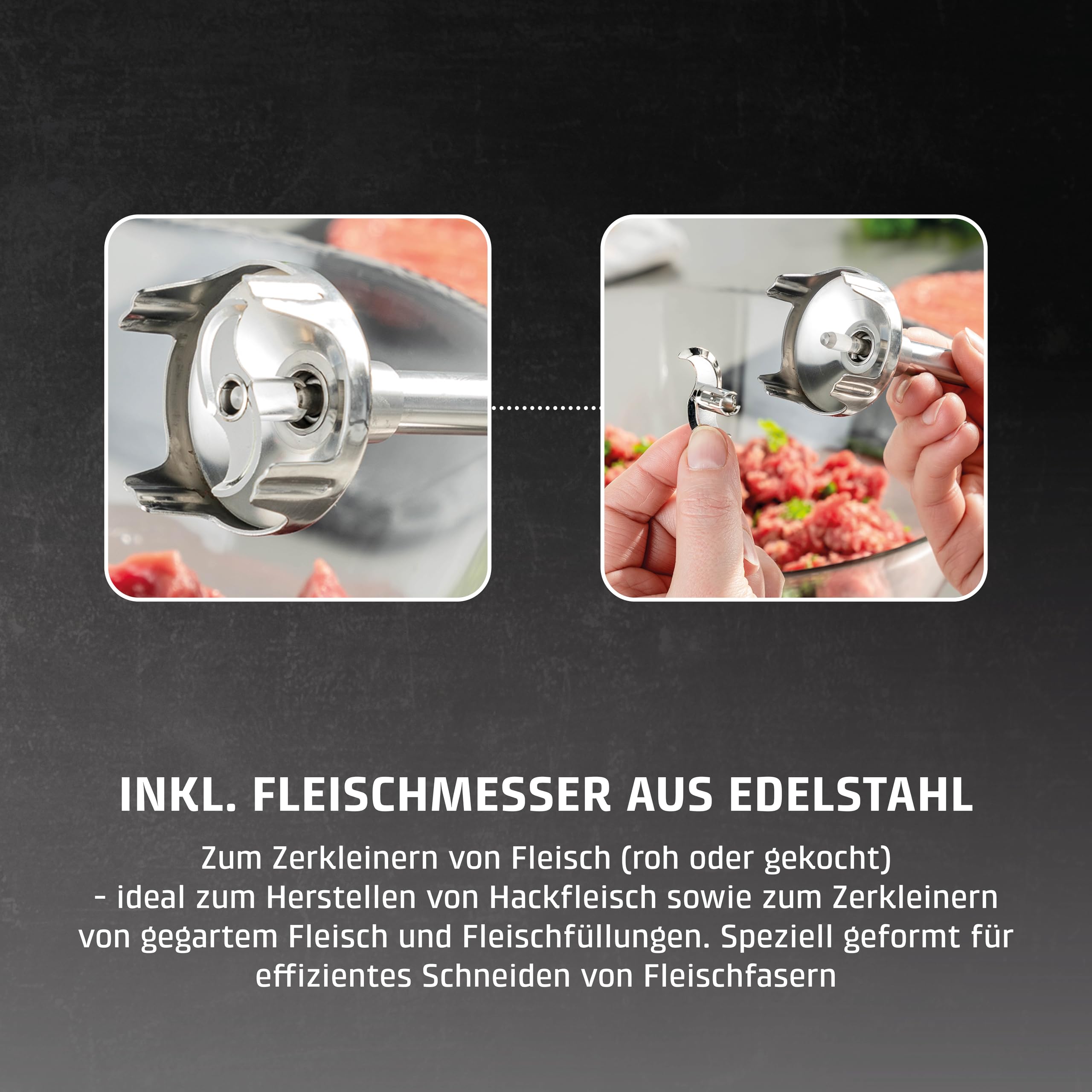 CASO HB 2400 Pro XL-Design Stabmixer Inkl. Zubehör, Testsieger Haus & Garten Test, Mixen, Rühren, Quirlen, Pürieren, Edelstahlstab (29cm), leistungsstarke 24.000 U/min