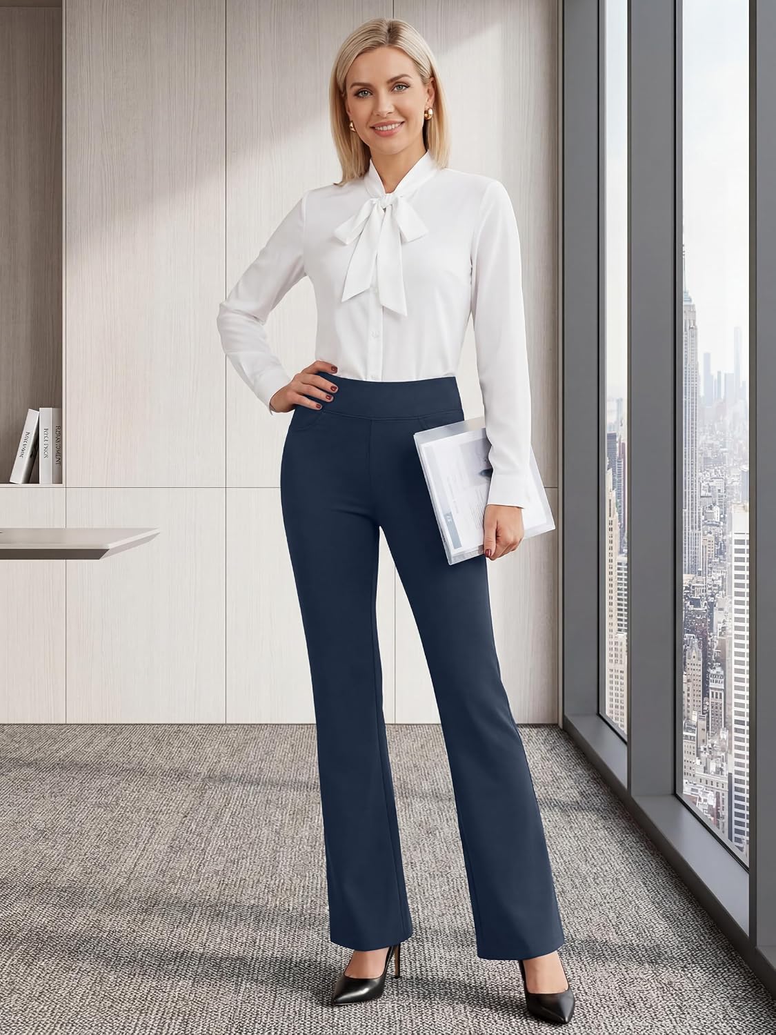 SEVEGO 29"/31"/33"/35"/37" Inseam Women's Bootcut Yoga Dress Pants High Waist Stretch Work Pants Petite, Regular, Long, Tall