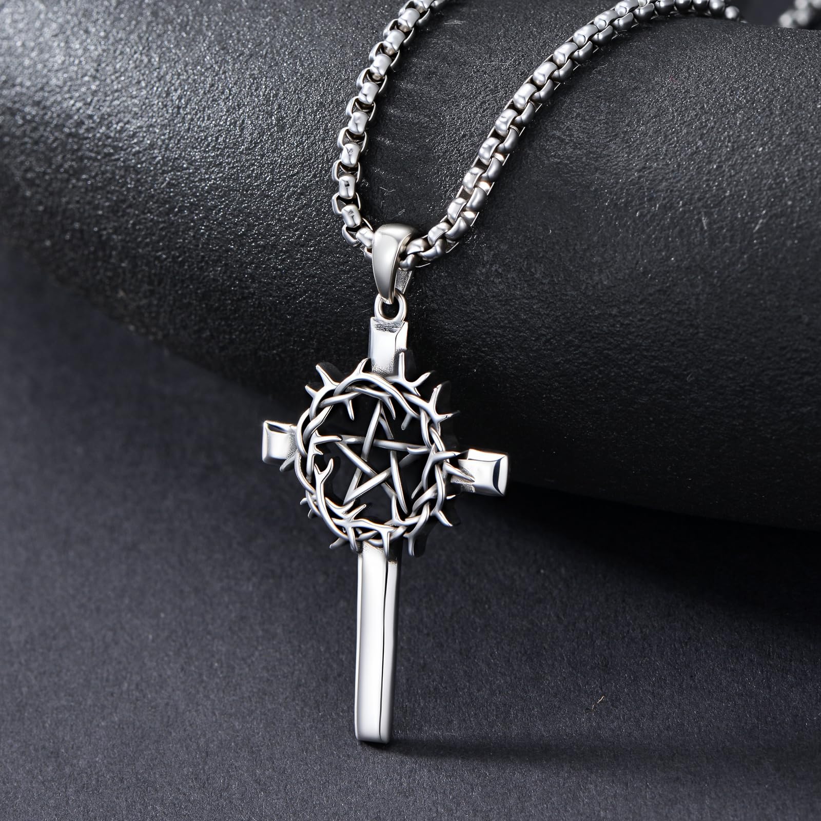 Kreuz Halskette für Herren 925er Sterlingsilber Kruzifix Anhänger christlicher Kreuzschmuck für Männer und Frauen