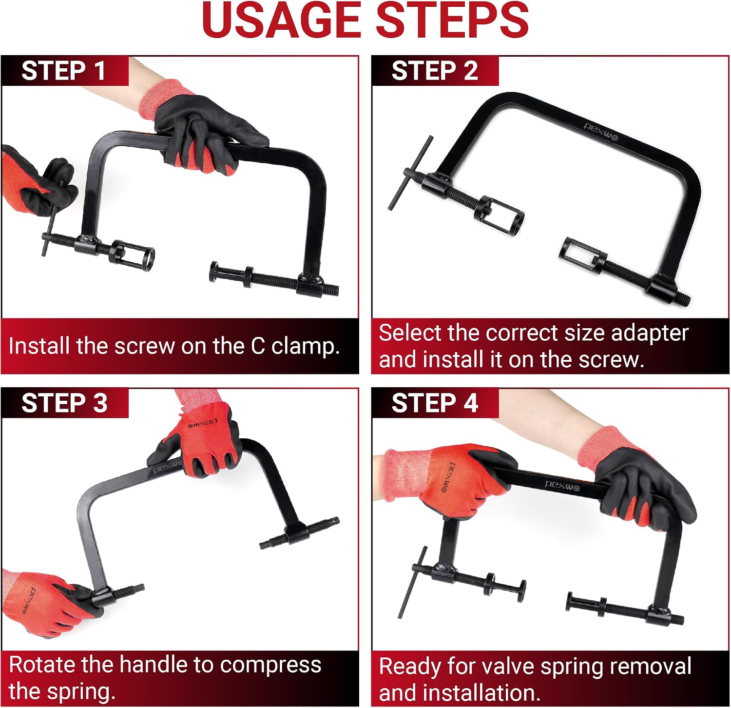 Valve Spring Compressor Set, 10-Piece Valve Spring Removal Tool & 2-Piece Valve Lappers, Small Engine Valve Spring Compressor, Designed for Motorcycle, ATV, Car