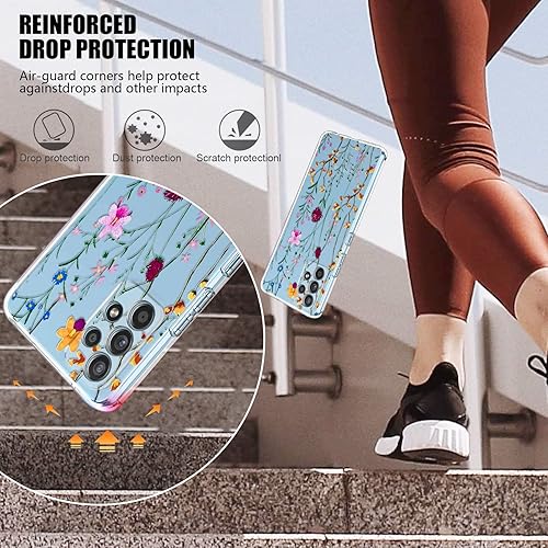 Miniatura 2 de Funda transparente con diseño de ramo de flores silvestres compatible con Samsung Galaxy A53 5G, funda transparente con elegante diseño de flores de