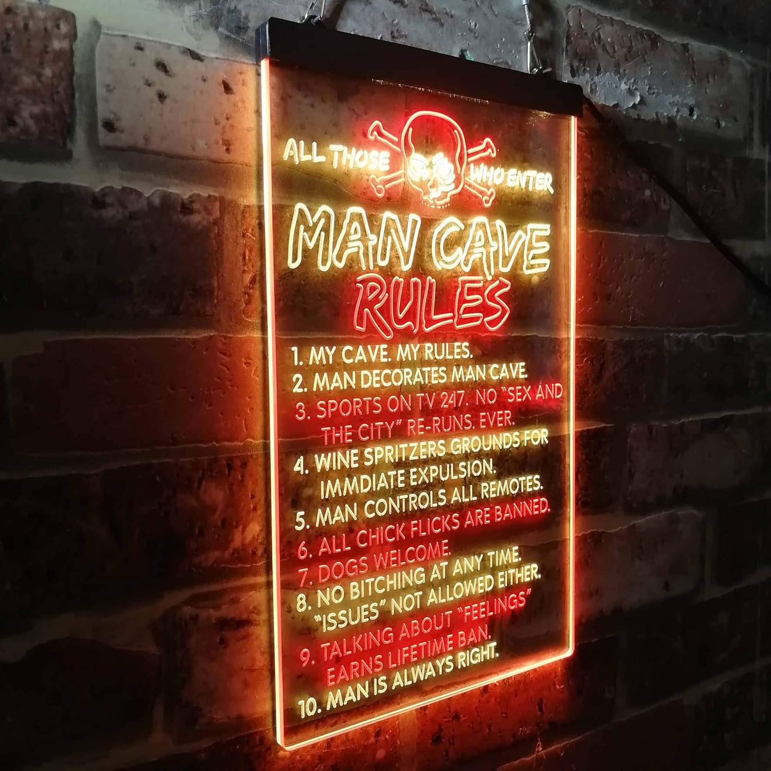 ADVPRO Man Cave Rule Game Room Dual Color LED Neon Sign Red & Yellow 8 x 12 Inches st6s23-i3756-ry