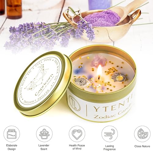 Miniatura 10 de YTENTE Juego de regalo de piedra curativa de cristales, velas perfumadas con signo del zodiaco de cera de soja, piedras curativas de cristales con