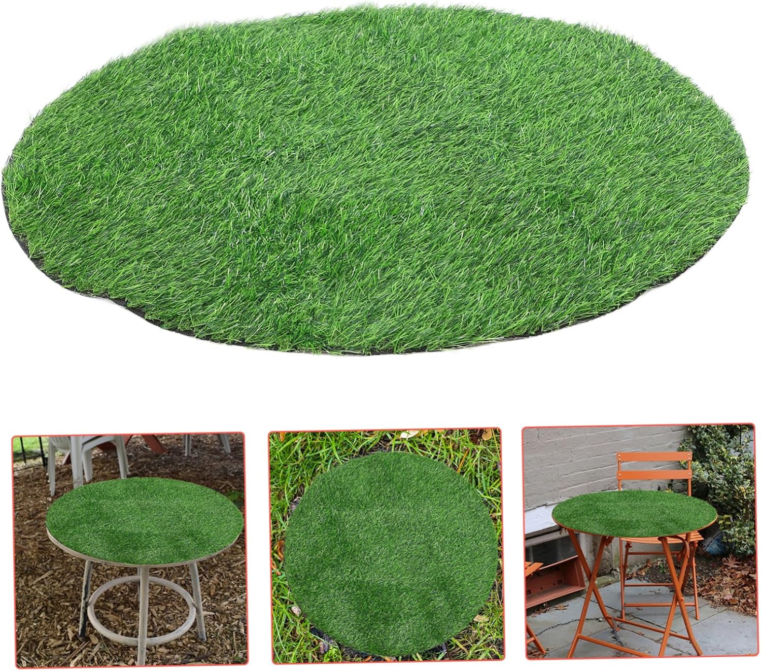 VICASKY Artificial Grass Table Mat Faux Grass Cushion for Dining Room Picnic and Outdoor Buffets Lightweight Material Tabletop Decor