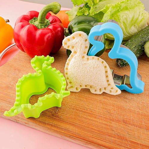 Miniatura 7 de Cortador de sándwiches y sellador para niños, desoxidante de sándwiches de pan grande, 10 unidades, frutas, galletas, verduras, cortadores en forma