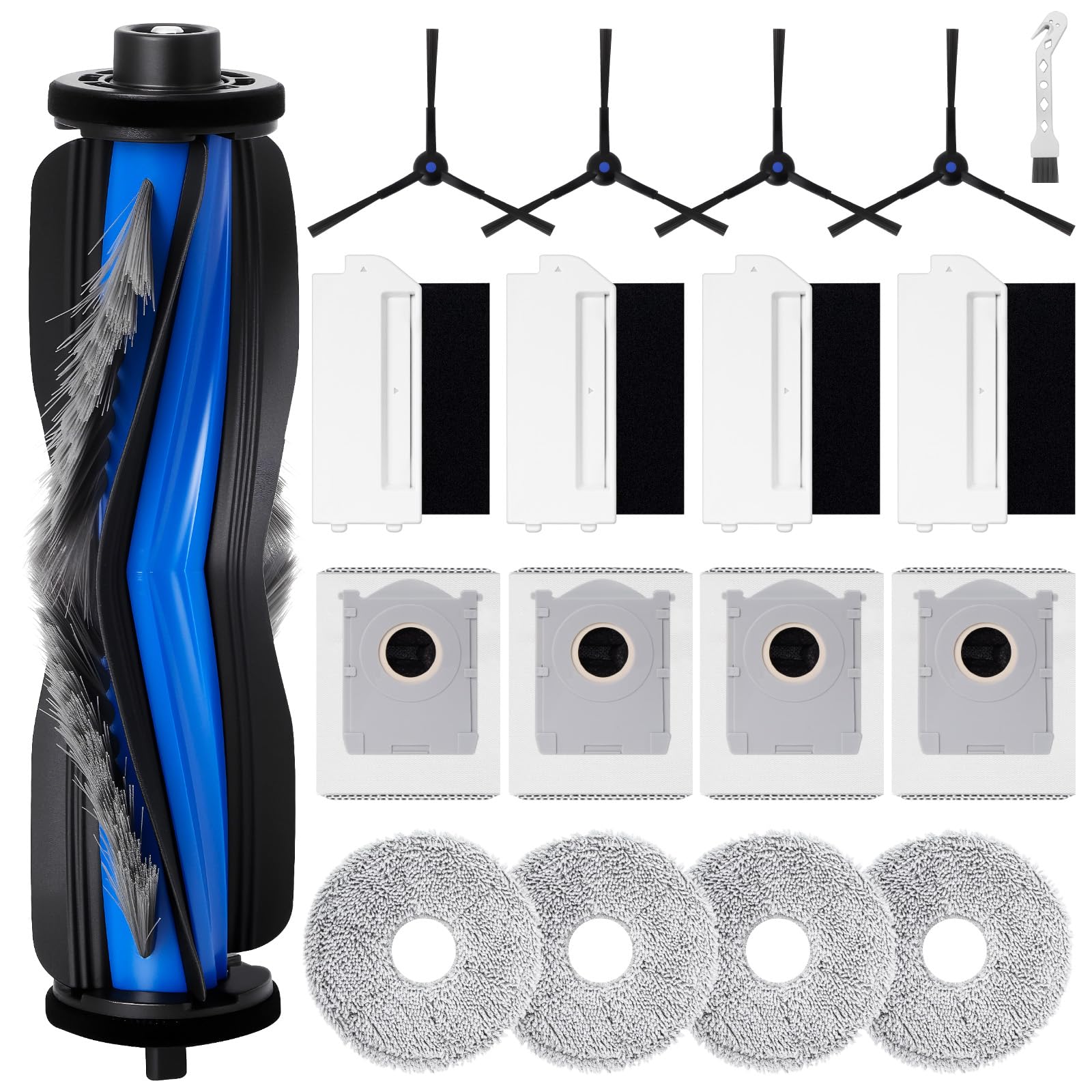 Kit di accessori di ricambio per ECOVACS DEEBOT MINI Robot Aspirapolvere, 1 spazzola principale, 6 spazzole laterali, 4 filtri, 4 panni, 2 sacchetti per la polvere, 1 spazzola per la pulizia
