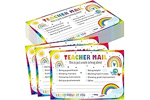 Pasimy 200-Count Rainbow Mail Notes for Teachers to Connect with Parents and Motivate Students