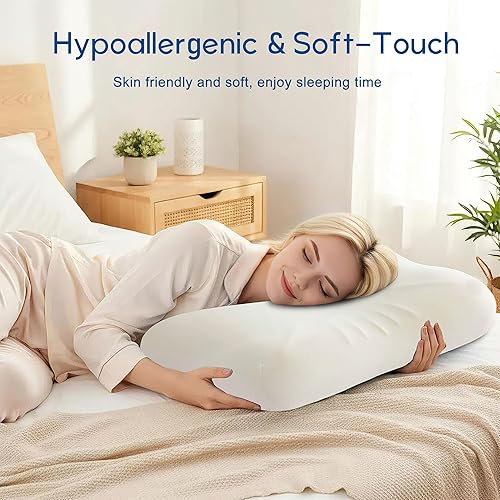 Miniatura 2 de Almohada cervical de espuma viscoelástica para aliviar el dolor de cuello, almohada ortopédica ergonómica Queen con enfriamiento de doble altura,