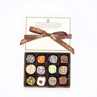 Le Chocolatier Signature Gourmet Assorted Chocolate Truffle Gift Box - Premium Chocolate Truffles Perfect for Gifts, Holidays, Birthdays, and Chocolate Lovers Assorted Dairy Milk, Dark, White, 12 Piece Box