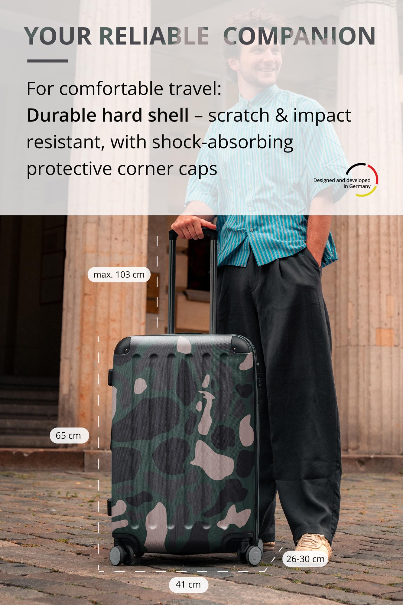 Hauptstadtkoffer Spree – Valise Rigide Taille Moyenne, Serrure TSA, 4 Roues, Trolley, Valise de Voyage, Bagage Extensible, 65 cm, 74 litres, Camouflage - 2