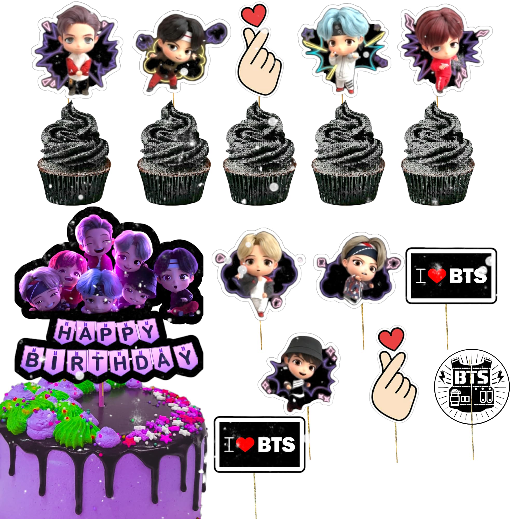 GenericBTS Cupcake/Cake Toppers (Set of 12+1)