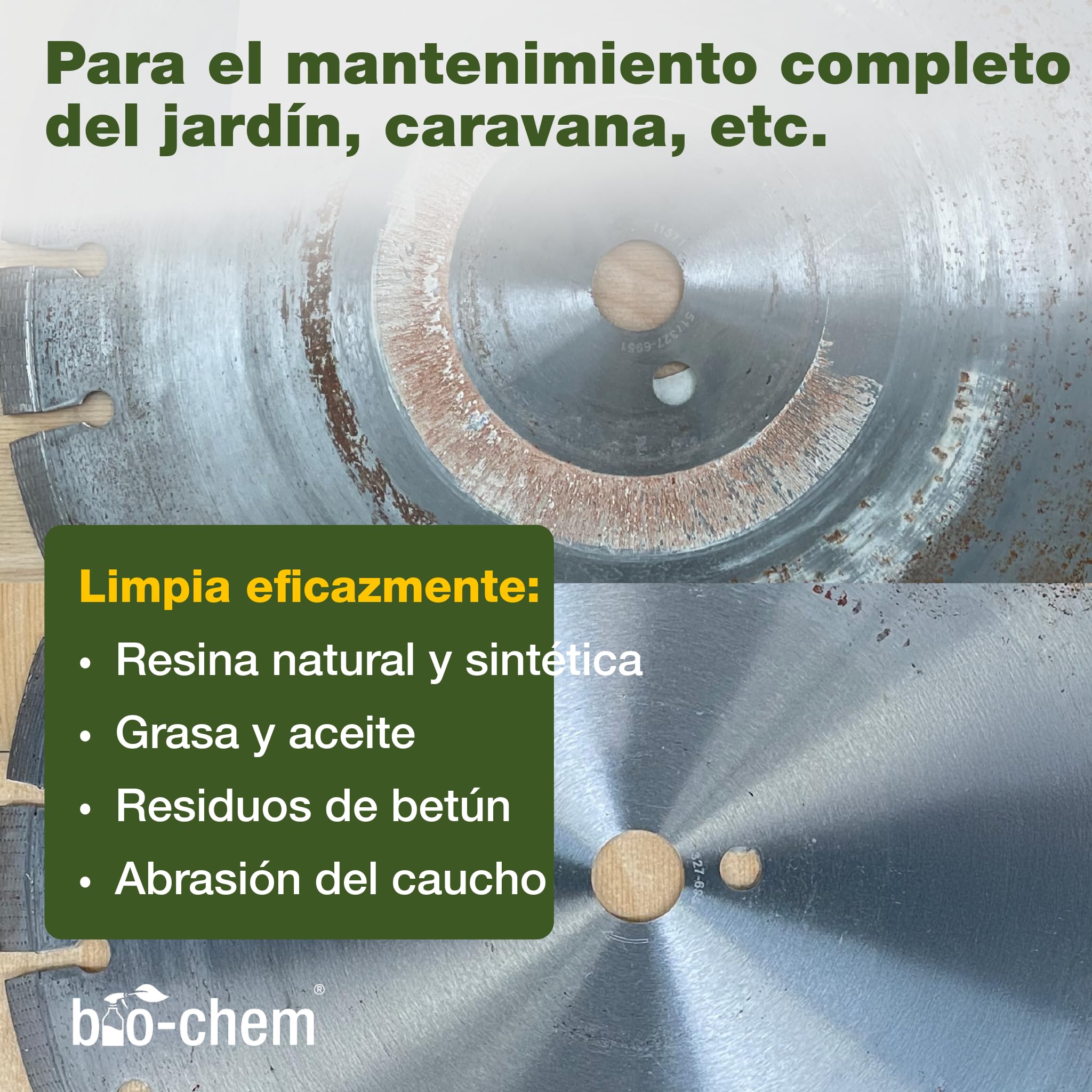Bio-Chem Limpiador de Resina Natural 5L | Producto de cuidado para cortasetos, motosierras y herramientas de jardín - Fórmula alta eficacia – Spray antiincrustaciones