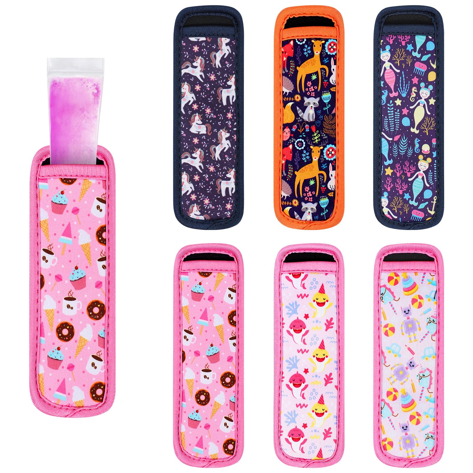Popsicle Holder for Kids, 6 Pieces Freeze Pops Ice Sleeves Holder