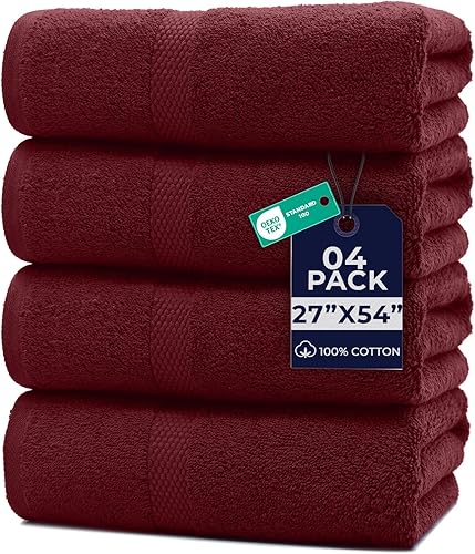 Vista 55 de DAN RIVER Juego de 4 toallas de baño, 27 x 54 pulgadas, 100% algodón, más grandes y ligeras, de secado rápido, súper suaves y absorbentes, toallas