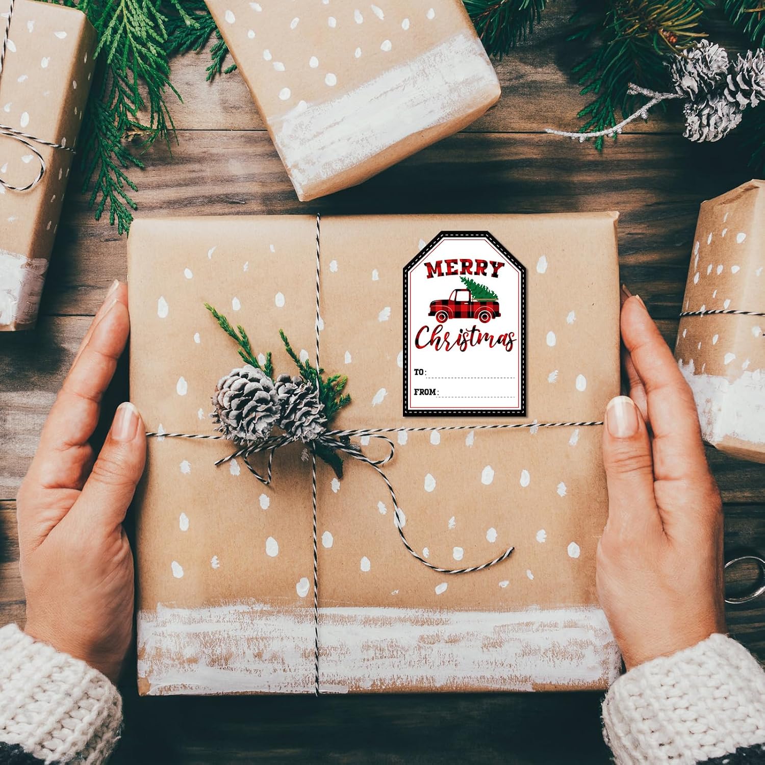 480 Pcs Christmas Gift Tags Buffalo Plaid Xmas, Classic Pattern | Self Adhesive Name Labels, To from Stickers for Holiday Present Wrapping, Gift Box Decor, Christmas Party Supply
