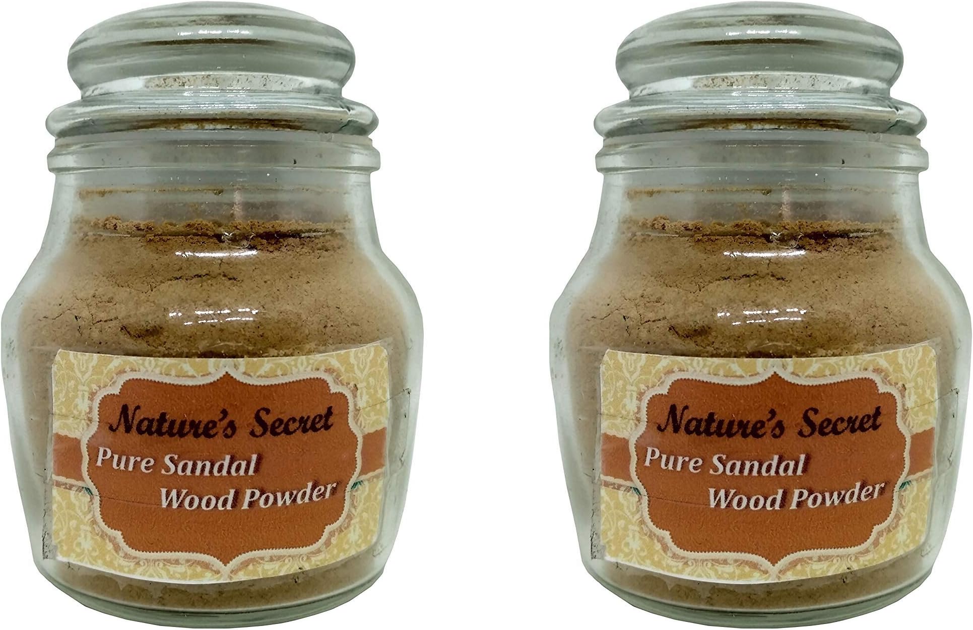 Nature's Secret Pure Sandal Wood Powder with Glass Jar Packing, Brown, 100 g (Pack of 2)