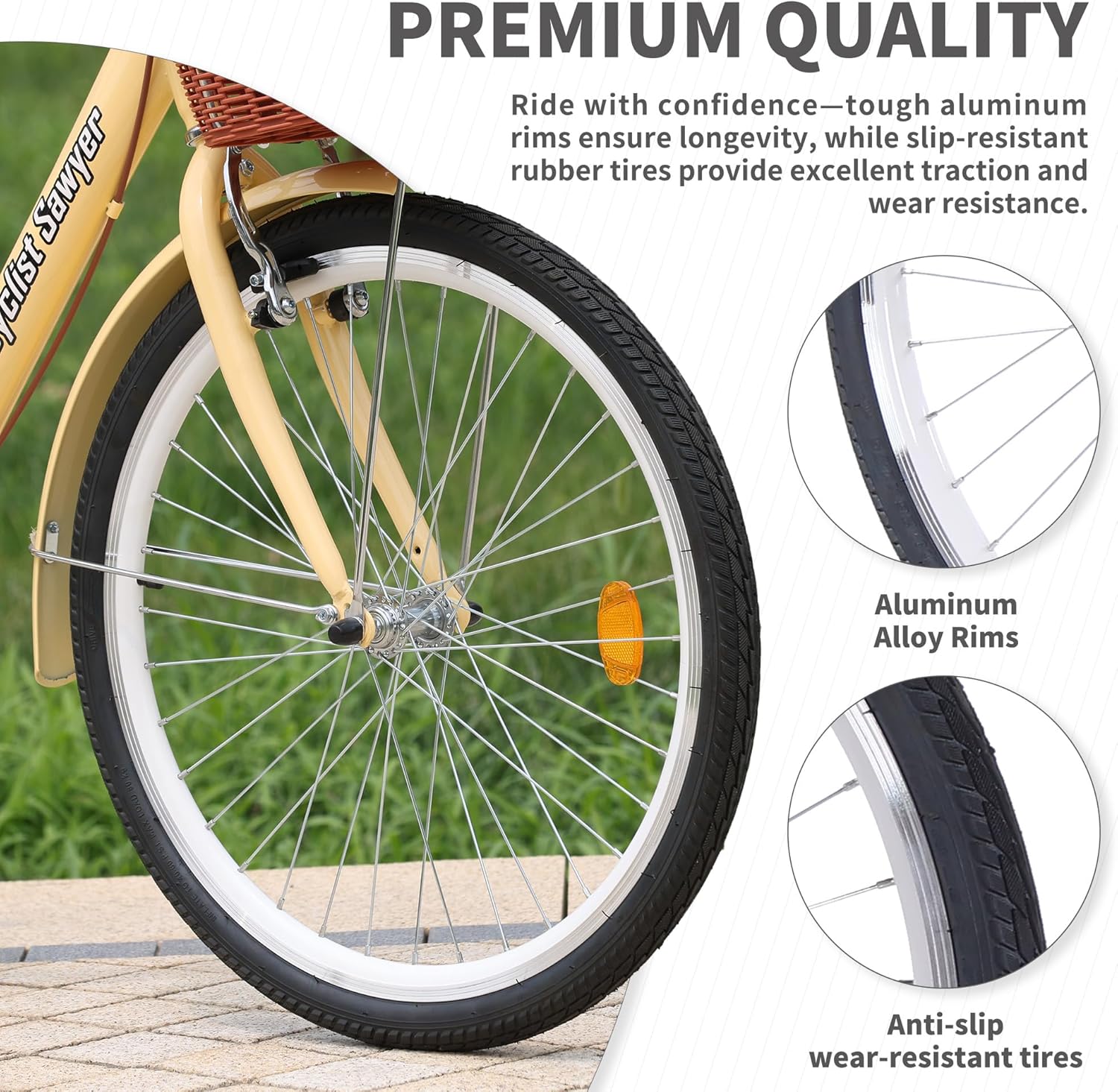 Beach Cruiser Bike, 26 inch Adults Bicycle for Women Single Speed, Cruiser Bikes for Women with Basket & Steel Rack, Women's Bike for Commuting, City Bike for Adults