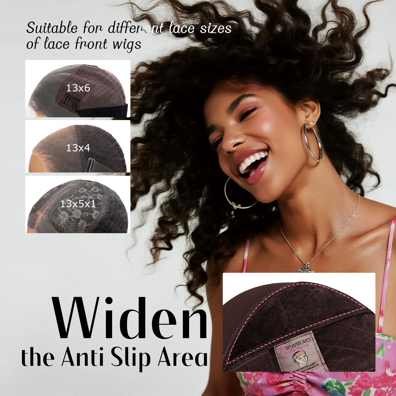 Dreamlover Wide Wig Grip Cap for Glueless Wigs 2-in-1 Dark Brown Wig Caps with Adjustable Wig Grip Bands, 1 Piece - Image 2