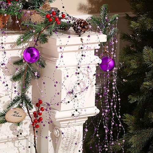 Miniatura 4 de Pangda Guirnalda de cuentas para árbol de Navidad de 177 pies, cadena de perlas de plástico para decoración de Navidad, Año Nuevo, corona de árbol,