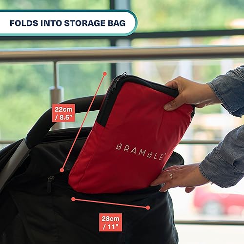 Miniatura 5 de Bramble 600D Oxford - Bolsa grande para cochecito de 47 pulgadas para avión con tapa abatible y ventana de identificación, bolsa impermeable para