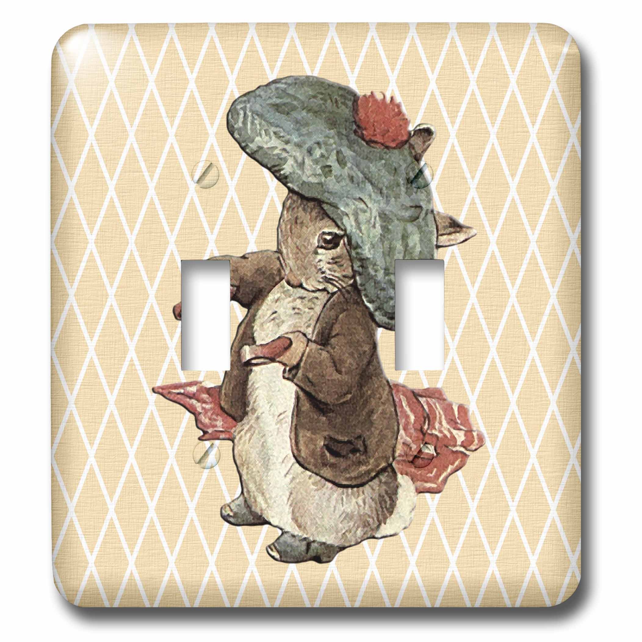 Double interrupteur à bascule vintage lapin 3dRose lsp_79402_2 aux finitions artistiques