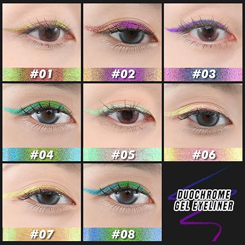 Multichrome Eyeliner Gel Pencil,Waterproof Long-Lasting Vegan Cruelty Free Eye Liner,Shifting Colors Eyeliner Pen (EL-03)(EL-02)
