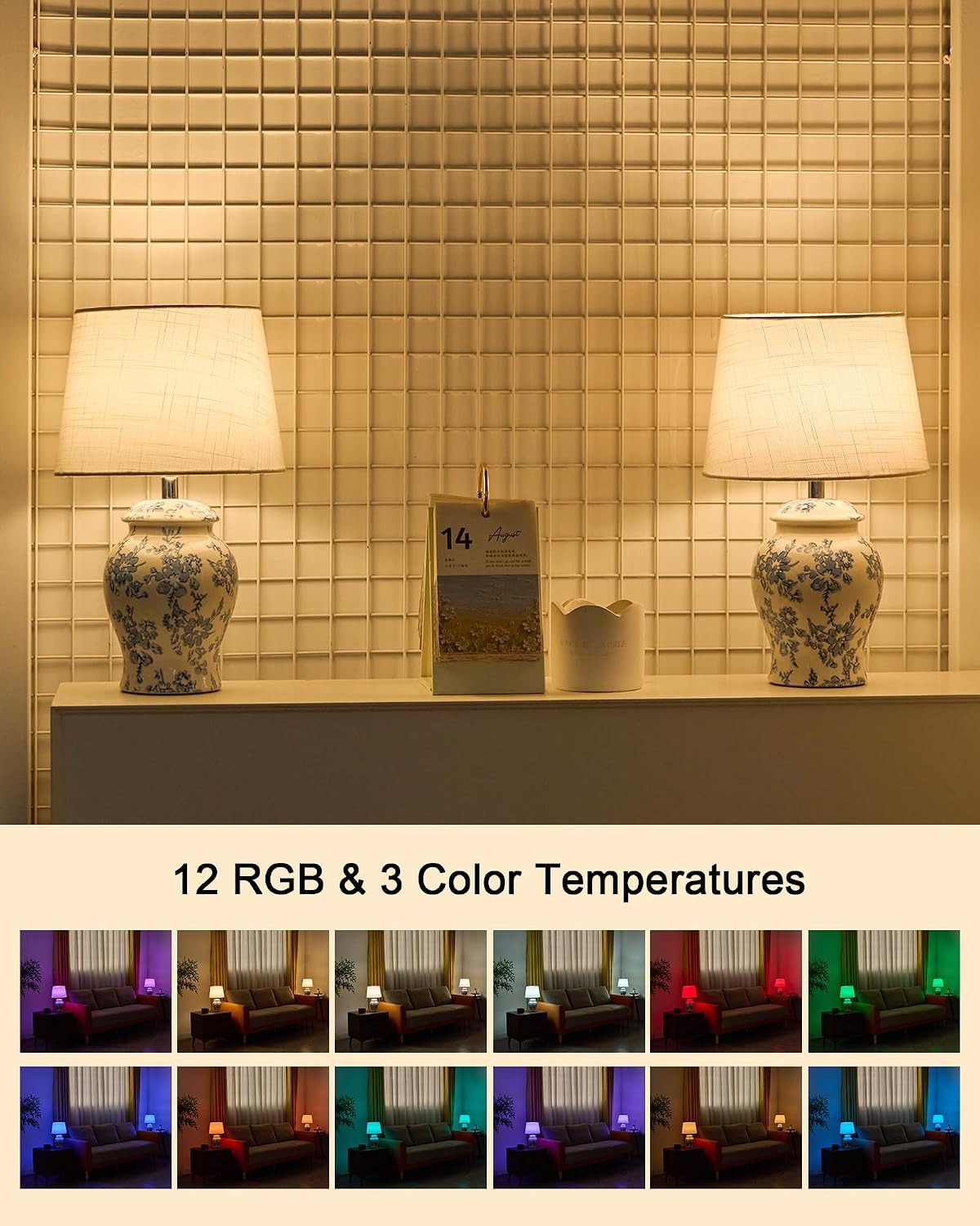 13.6" Cordless Ceramic Table Lamp Rechargeable Battery Operated image 4