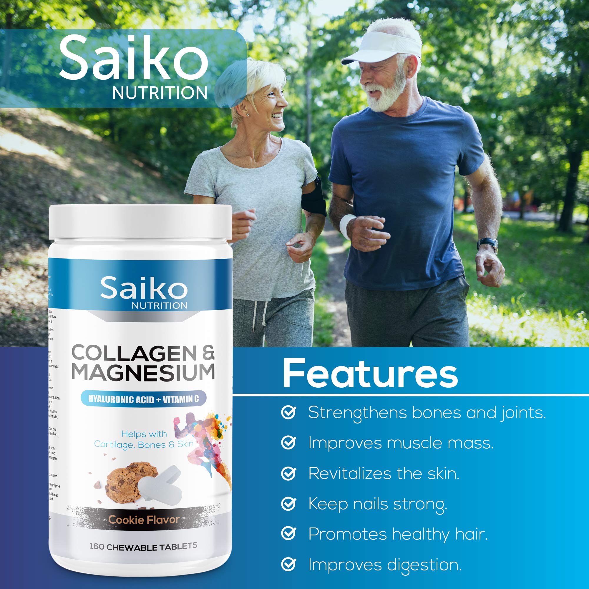 Collagen Magnesium Supplement with Vitamin C and Hyaluronic Acid, Hair