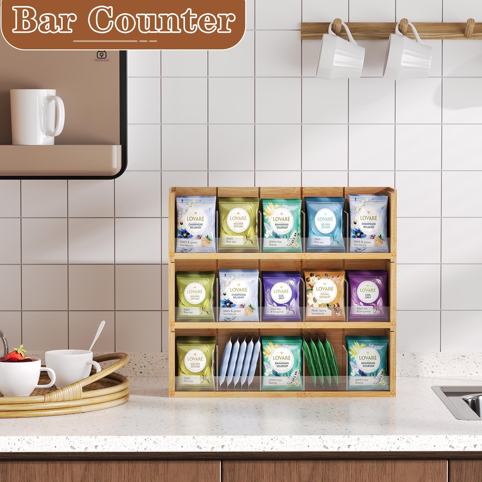 Amazon｜X-cosrack 竹製ティーバッグオーガナイザー収納ボックス 3段