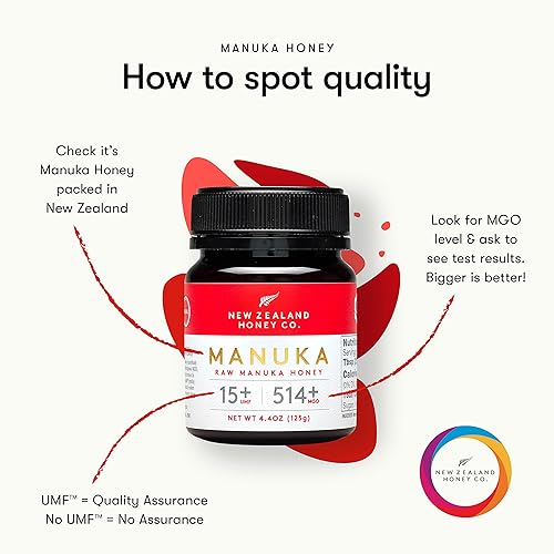 Miniatura 6 de New Zealand Honey Co. Miel de manuka cruda UMF 15+ | MGO 514+, certificado UMF / 4.4oz