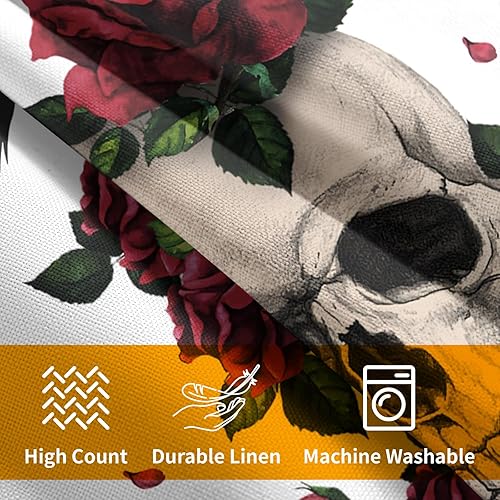 Miniatura 4 de Funda de almohada de calavera de azúcar, rosa roja con tela de araña de murciélago, funda de almohada decorativa para Halloween, Día de Todos los