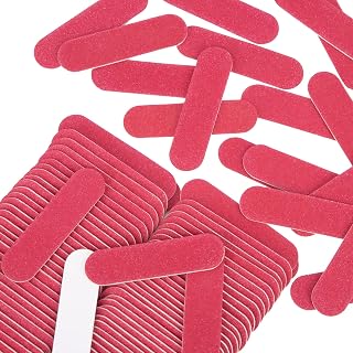 JSRQT 100 Mini Nail Files Bulk Double Sided Emery Board for Nails Professional Nail File Buffer Set Nail Filer for Home and Salon Use Acrylic Nail Files 180/240 Grit Manicure Tool (Red)