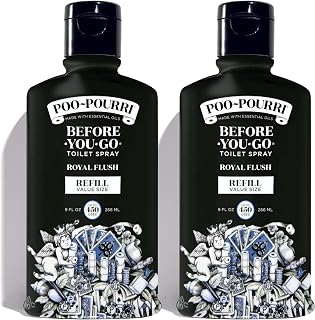 Poo-Pourri Before-You-Go Toilet Spray, Royal Flush, Refill Bottle 9 Fl Oz 2 Pack- eucalyptus and Spearmint