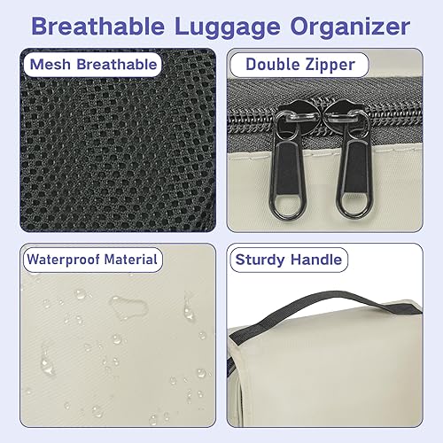 Vista 4 de Cubos de embalaje de compresión para viajes, juego de 8 cubos de embalaje para maletas, bolsas de viaje de malla transpirable, organizador