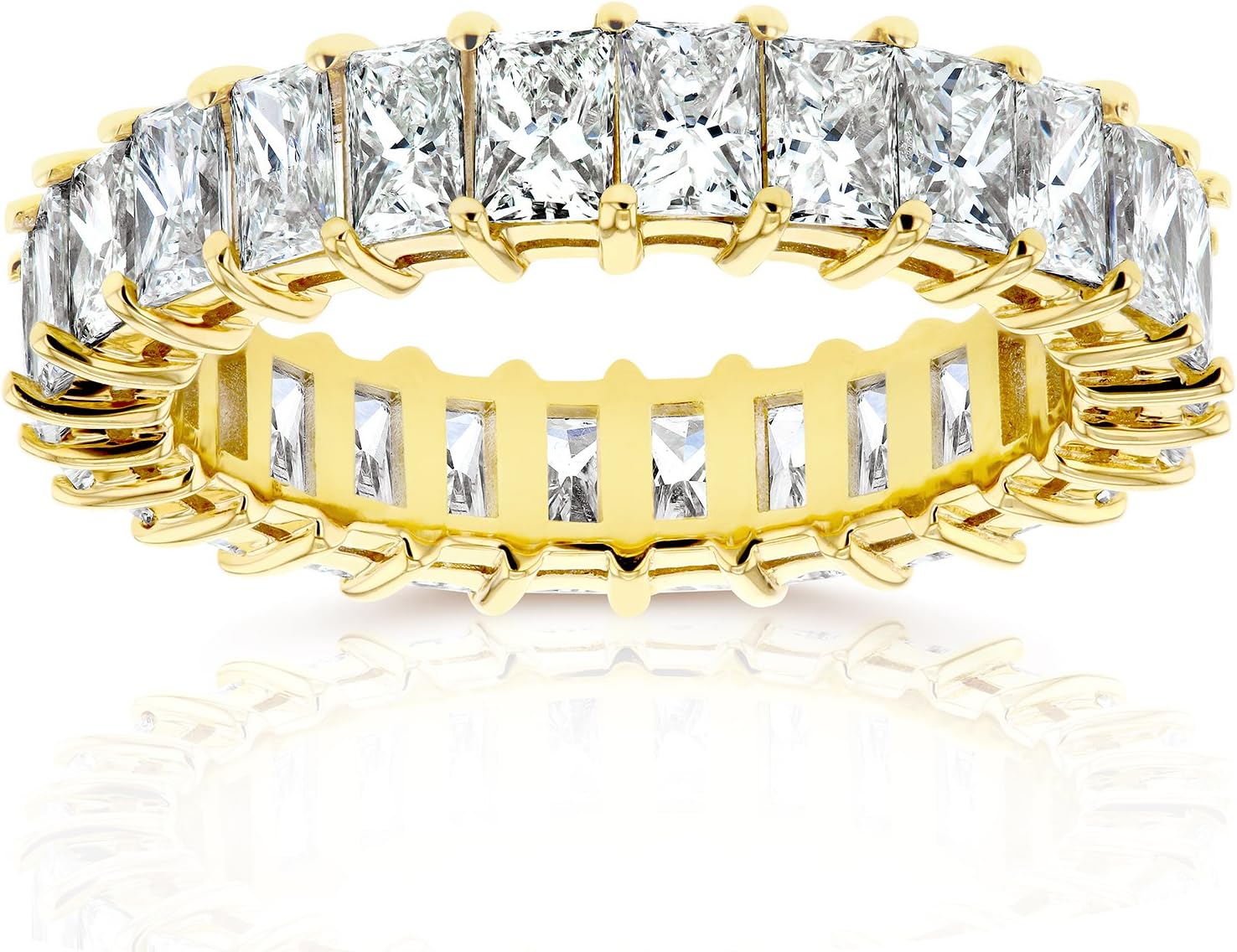 Princess Baguette Diamond Eternity Band 3 7/8 CTW in 14K Yellow Gold