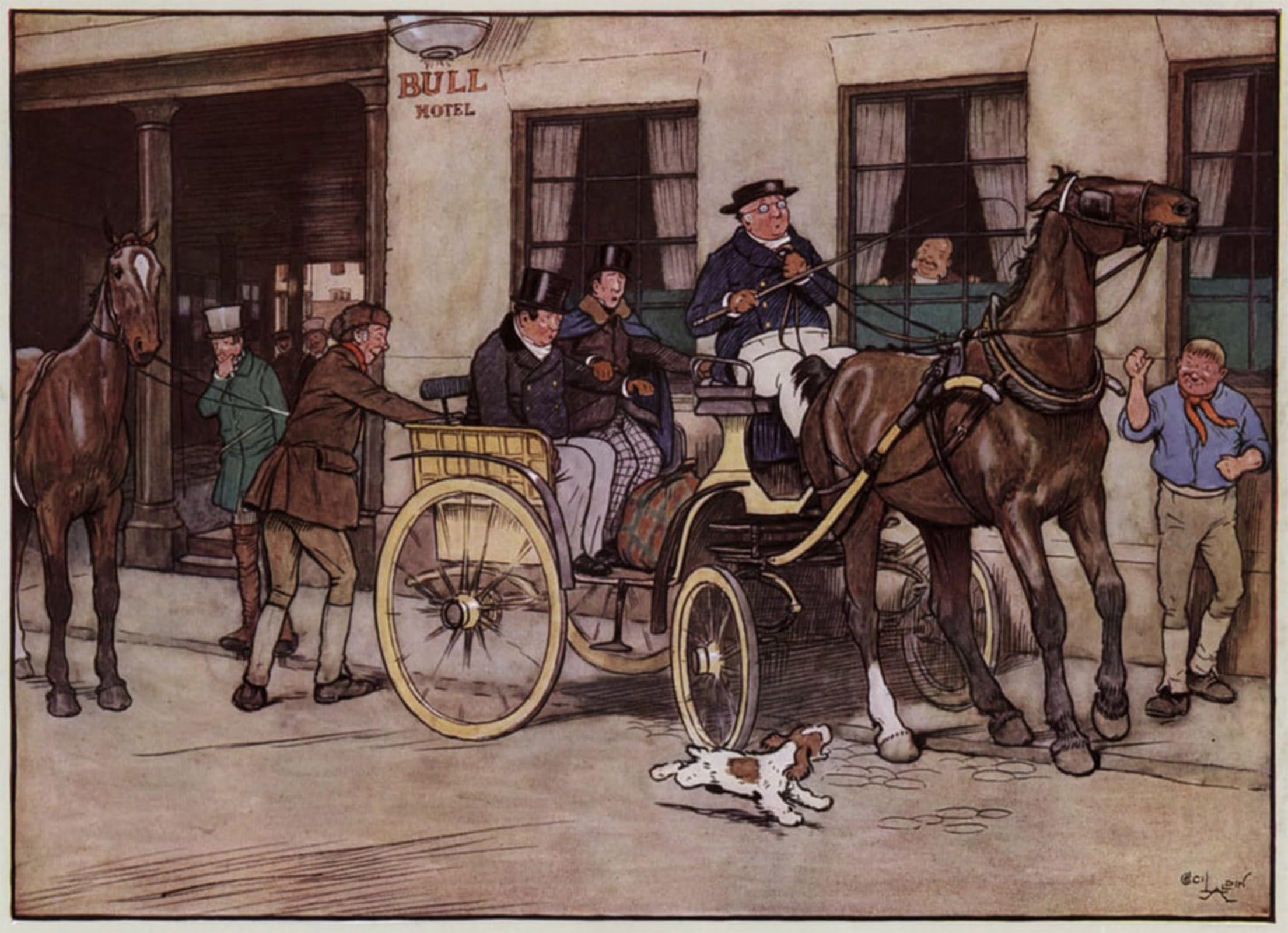 Rzhrhjes No Frame Retro Picture Portrait Oil Painting Modern Wall Artwork Illustration For The Pickwick By Cecil Charles Windsor Aldin Canvas Poster For Office Decor 60X90cm