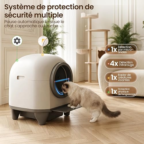 Devoko 90L Self cleaning cat litter tray,APP Control,6 safety sensors,Easy Clean litter robot,Extra Large litter boxes for Multiple Cats,Anti-pinch Smart Robot,Automatic cat litter tray for Multi-Cats - 3