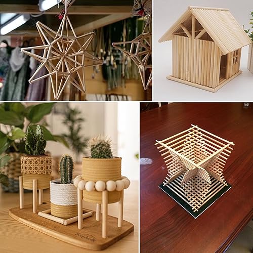 Miniatura 6 de 25 varillas de madera, varillas de madera – 1/4 x 12 pulgadas precortadas para manualidades, surtido de varillas de madera dura, varillas de madera