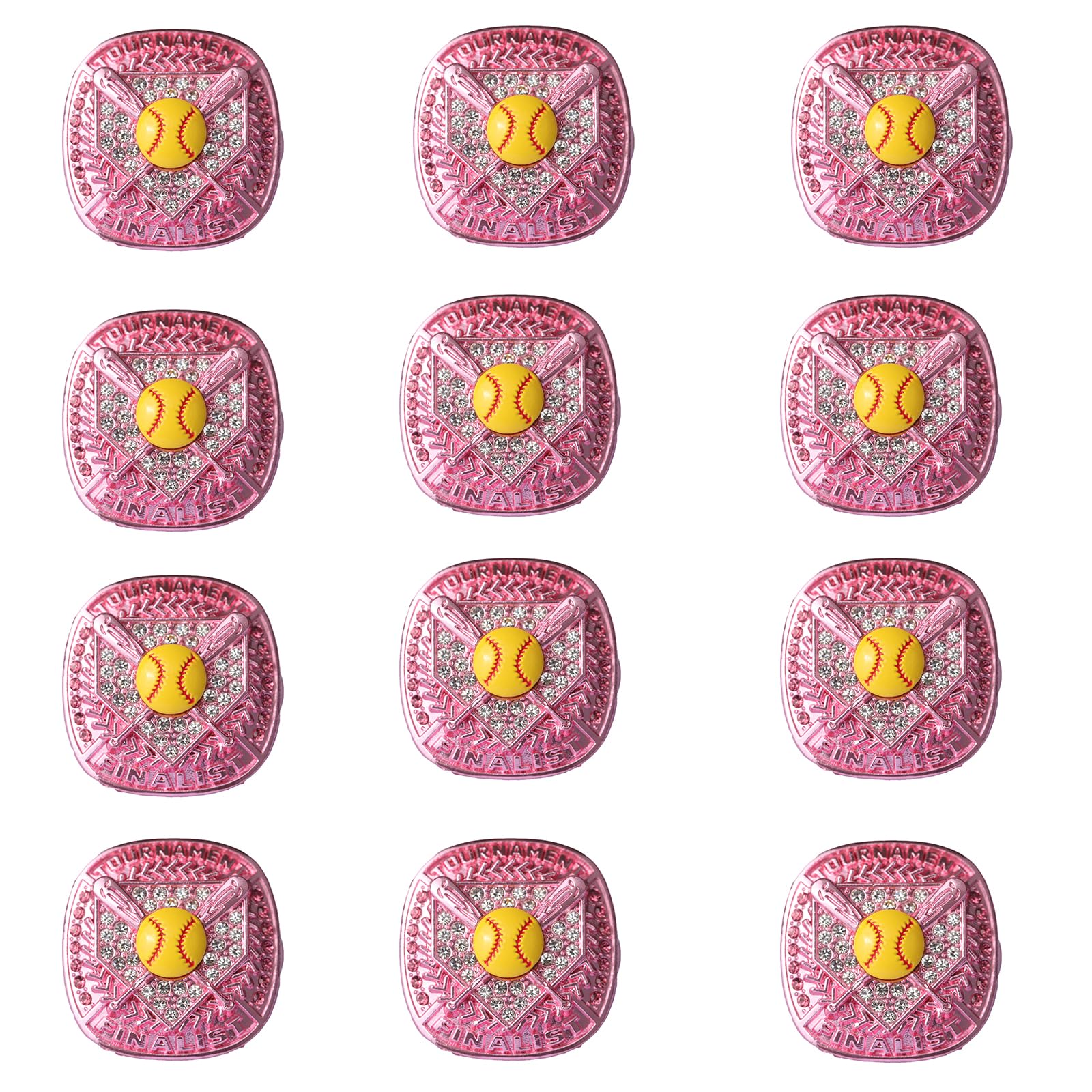 TOPSPORTSJEWELRY 12 pack tournament softball player ring awards finger size 9