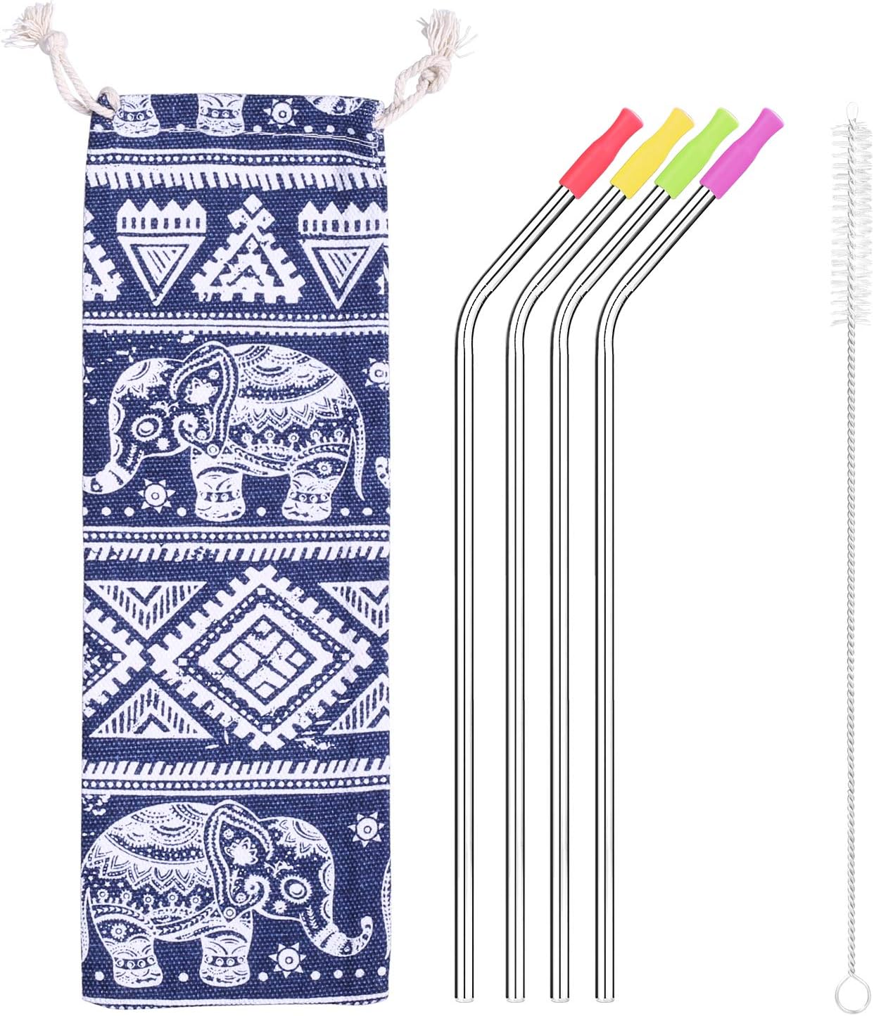 10.5 Inch Stainless Steel Straws,Set of 4 Drinking Metal Straws For 30 oz Tumbler and 20 0z Tumbler, Fits RTIC Tumbler | Fits all Yeti Ozark Trail SIC & RTIC Tumblers