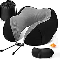 CloudBliss Premium Memory Foam Travel Neck Pillow - Ergonomic Support for Airplane, Car, Train, Office & Home (Black)
