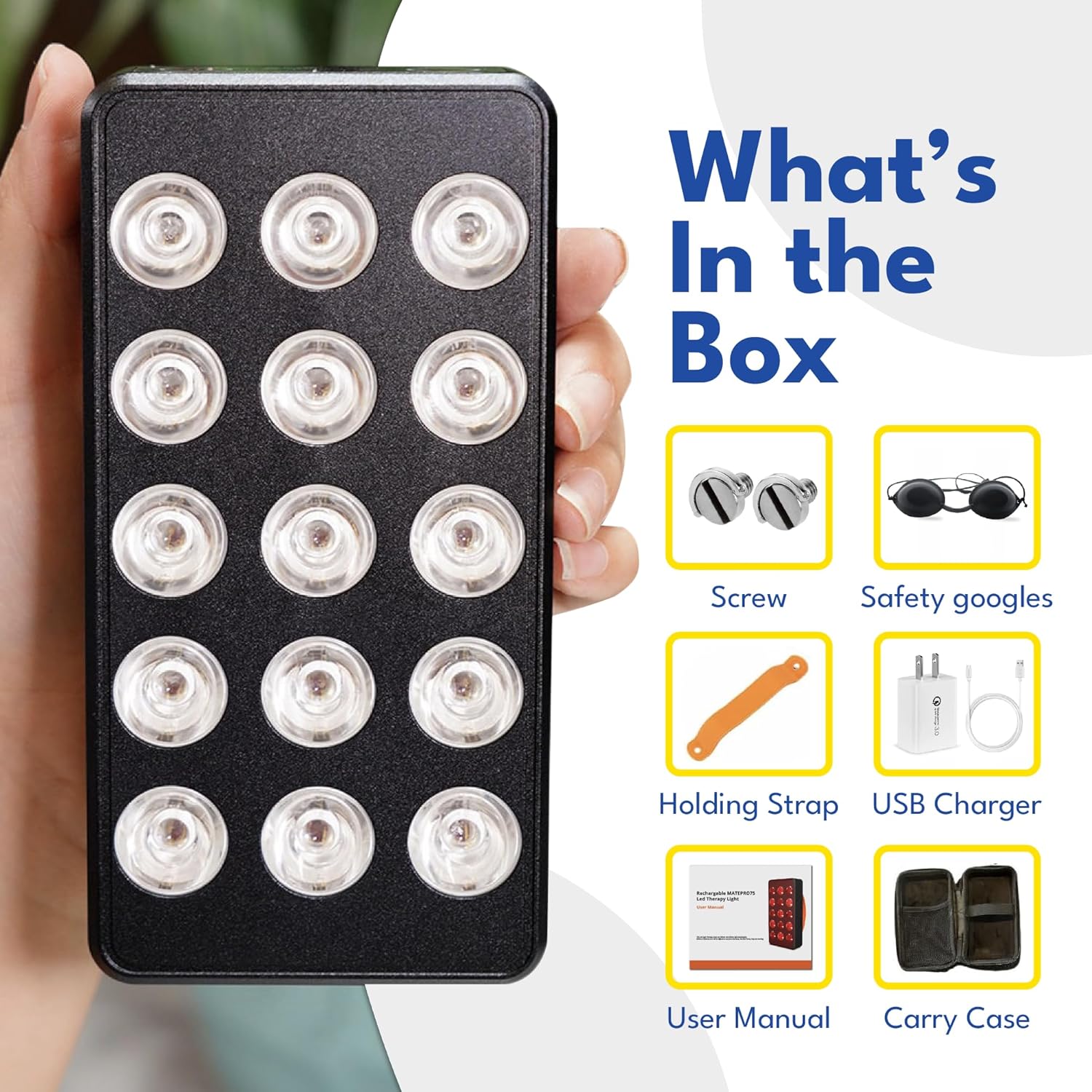 Red Light Therapy - 660nm 850nm Near Infrared Light Therapy Panel, Maximum Output Lamp 15 Dual Chip LED Device for Full Face Body Skin Health, Sleep, Muscle Recovery Sleep Wellness Handheld FX35 - Image 7