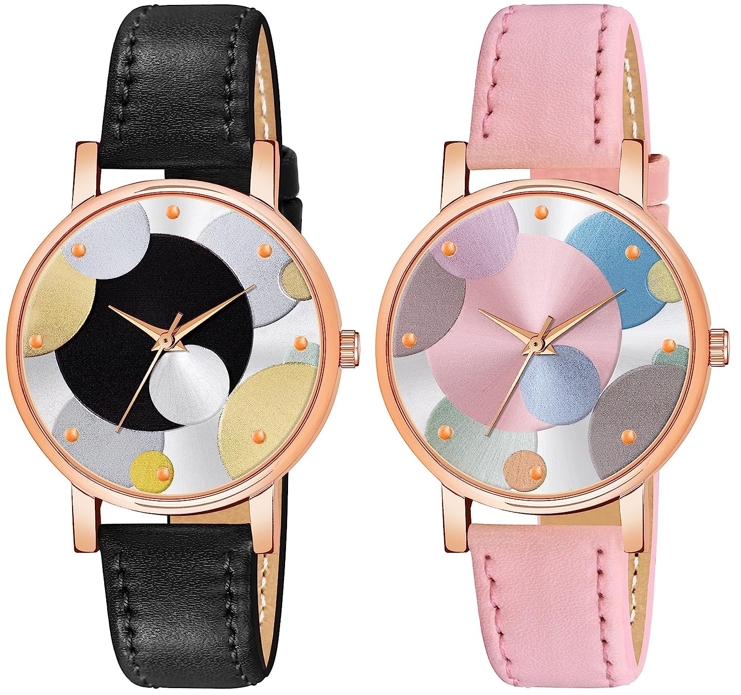 CORXIL Analogue Girls and Womans Wrist Watch (Multi Color Dial and Multicolored Lather Strap) (Black+Pink) (B0CBRH2X92) Amazon Price History, Amazon Price Tracker