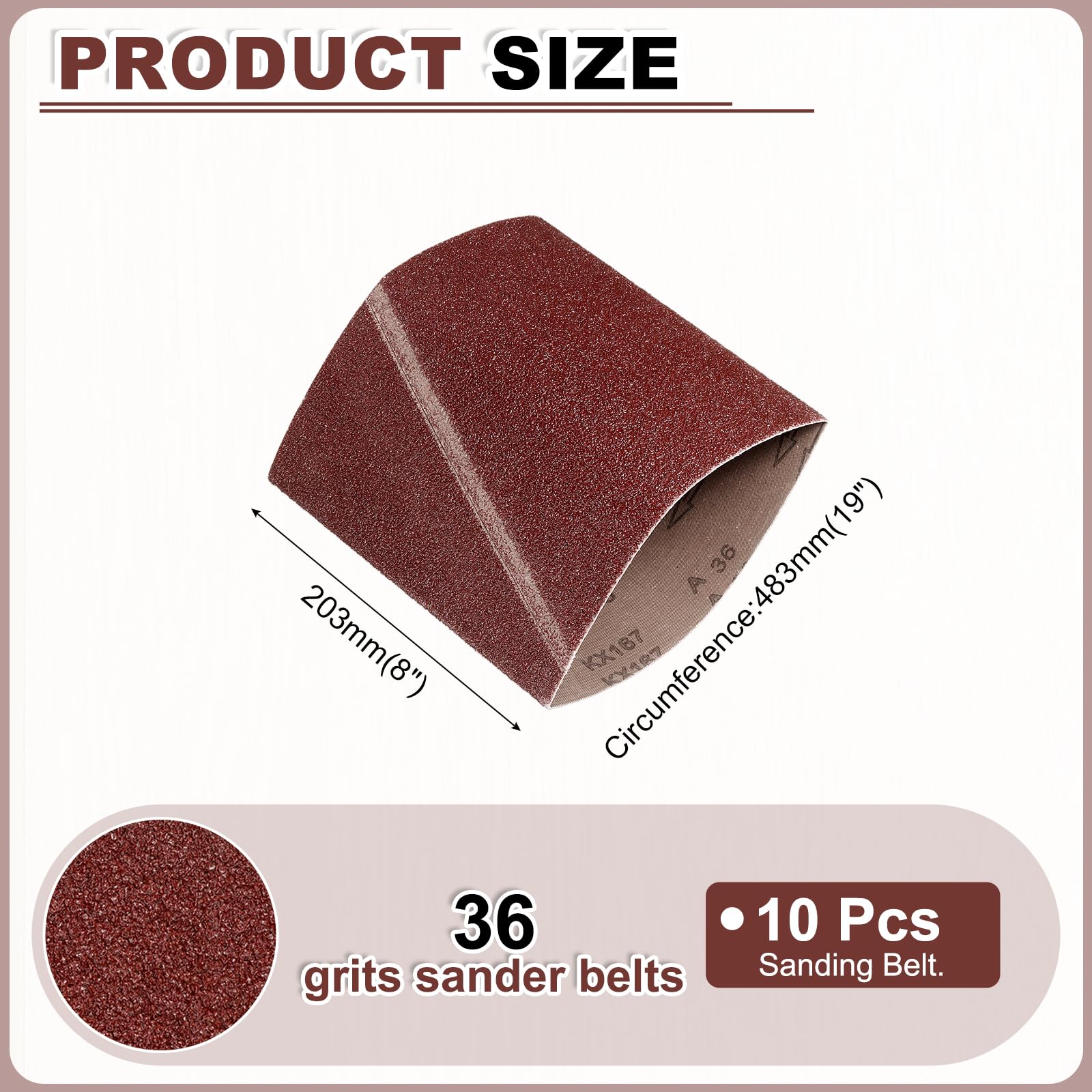 QUARKZMAN 203mm x 483mm Nastri Abrasivi, 10Pz 36 Grana Carta Vetrata per Levigatrice Ossido di Allumina Per Lavorazione Legno, Lucidatura Metalli, Affilatura Coltelli