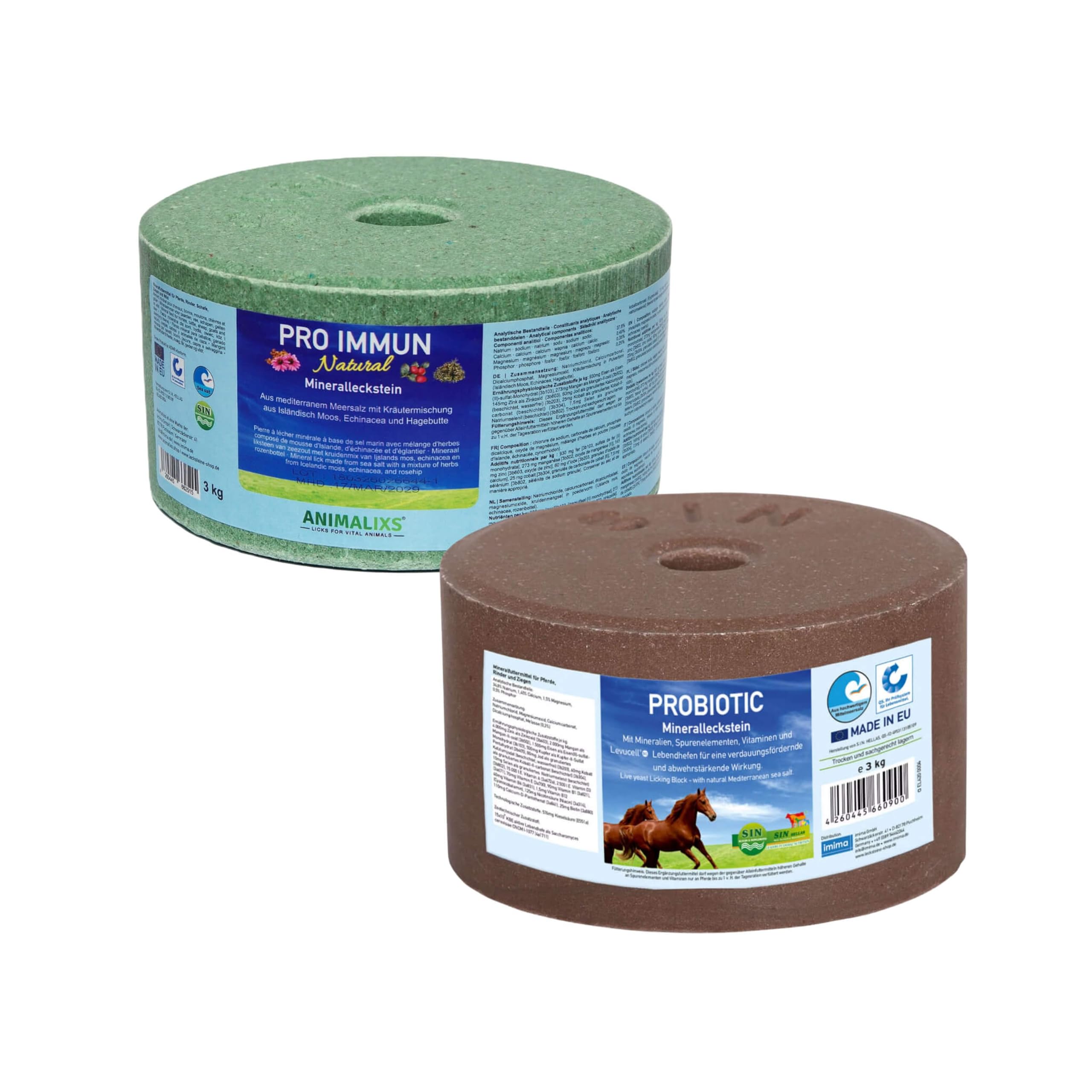 imima Salt Licks for Horses – Senior Vital Bundle, 2x 3kg, with Probiotic and Pro Immun Natural – For Horses, Sheep, Goats, Wild Animals