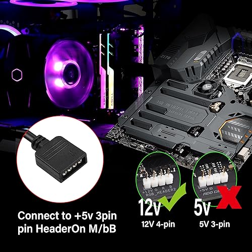 Miniatura 5 de GINTOOYUN Cable de extensión RGB de 4 pines de 12 V 4 pines a SM 4 pines macho ARGB Cable adaptador para ventilador de computadora, placa base, tira