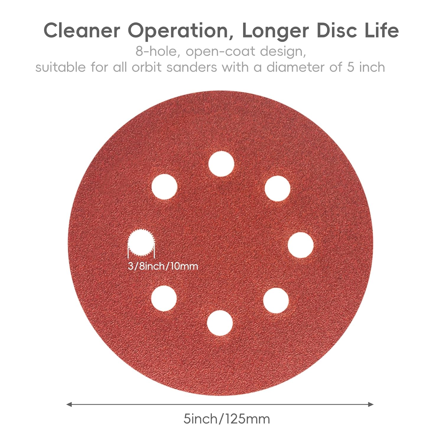175 pcs Sand Paper 5 Inch 8 Hole Sanding Discs Hook and Loop Orbital Sander Pads 40,60,80,120,150,220,320,400,600 Grits Sandpaper for Smoothing and Finishing